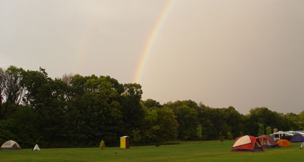 Rainbow over the john