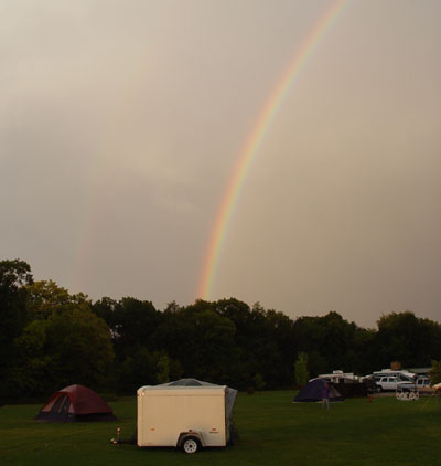 Rainbow over trailer