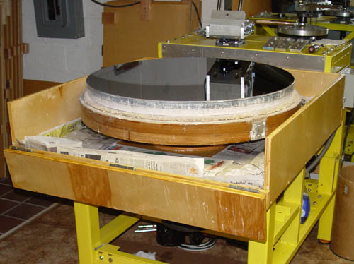 Mirror on turntable, ready for transfer