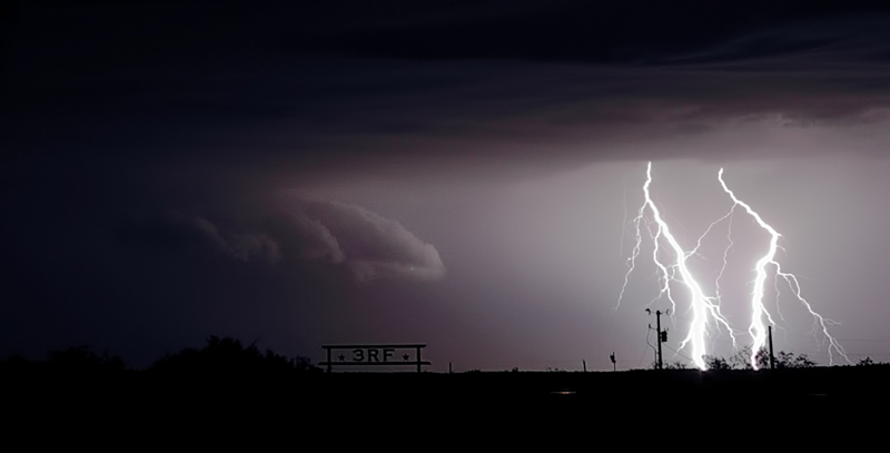 The money shot - lightning and the Three Rivers Foundation gate