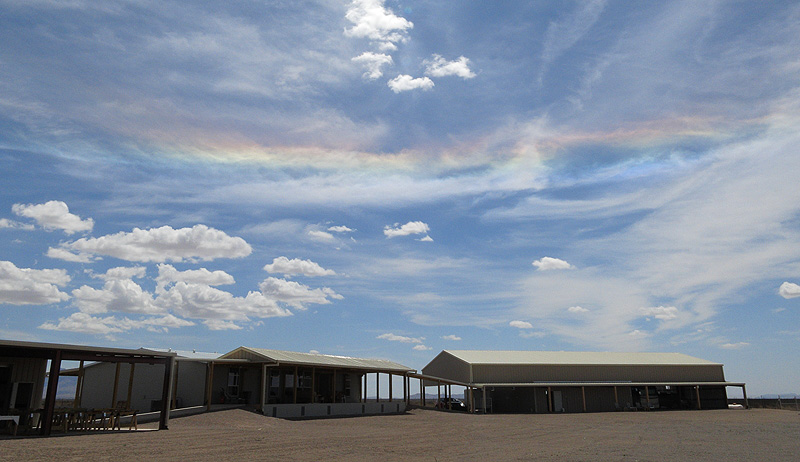 A rainbow over the desert