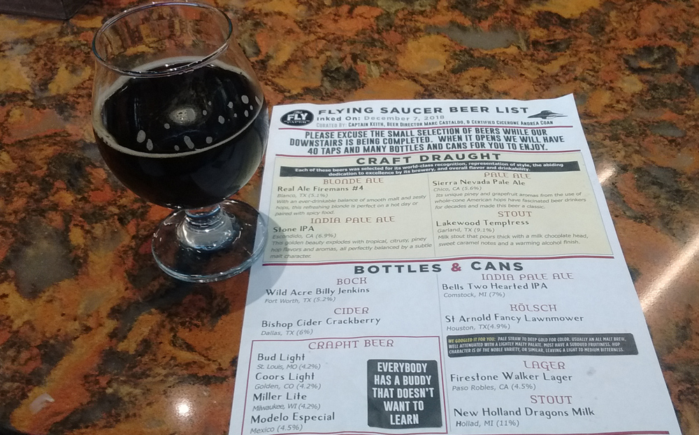 Flying Saucer beer list