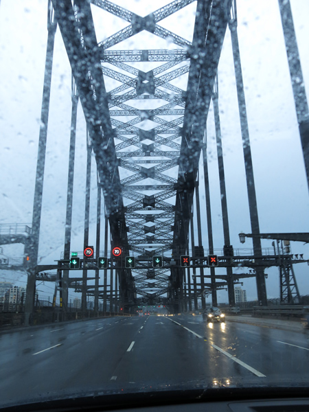 Sydney Harbor bridge in the rain