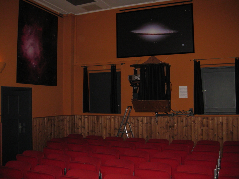 A meeting room with projector
