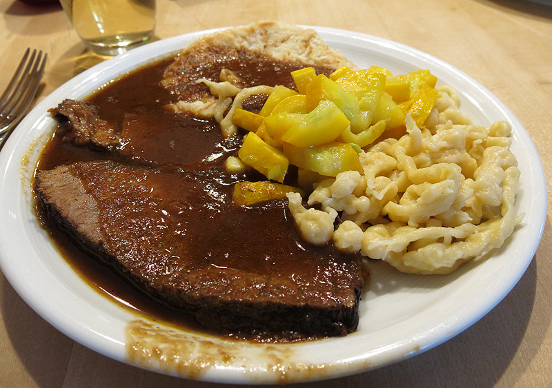 A full plate of German food