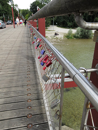 Locks on a bridge in Munich