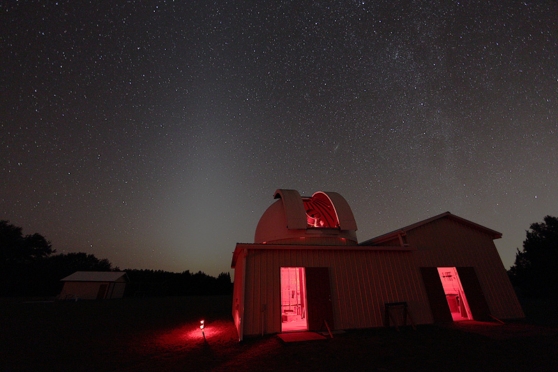 The zodiacal light behind the observatory