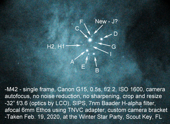 Trapezium region with nightvision, 32" telescope