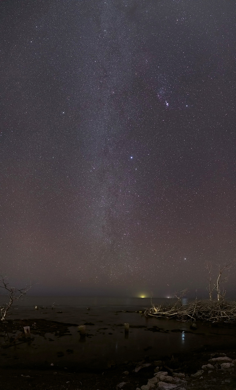 Southern sky panorama, ocean to near zenith