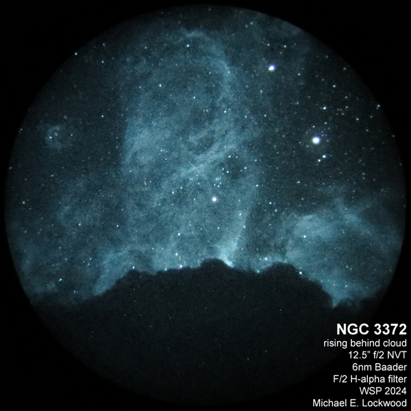 Eta Carina rising behind a cloud with nightvision!