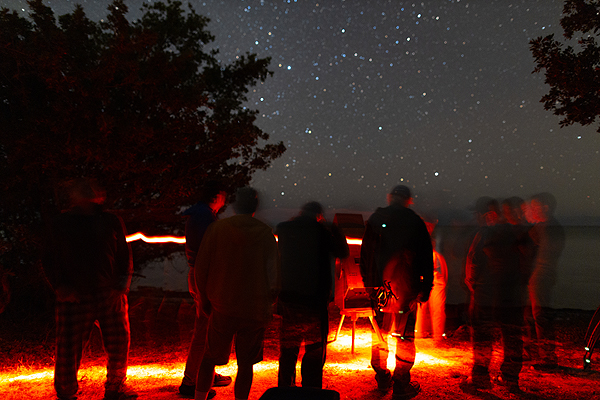 People line up for a nightvision demo