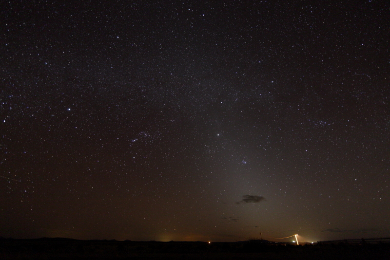 Zodiacal light shadowed by cloud