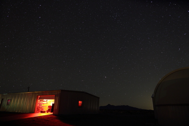 Shop door at night