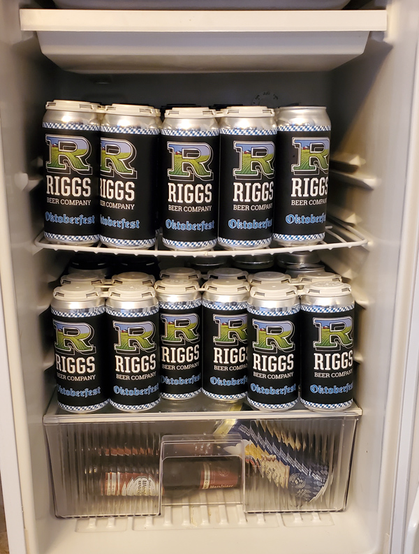 A full beer fridge