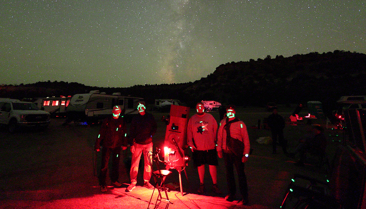 Glow in the dark astrophotographers after an expedition