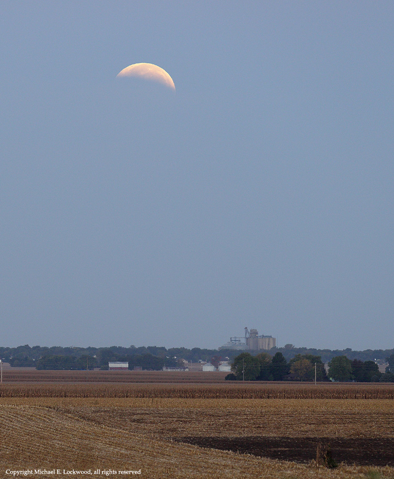 Partially eclipsed moon over Tolono, IL