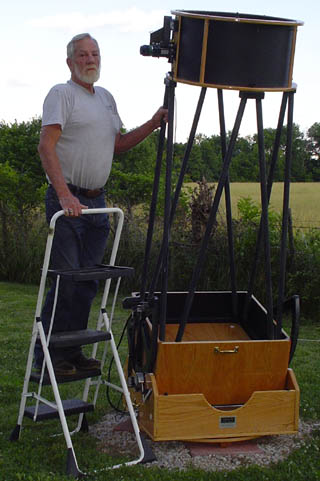 Rick observes with a 24" F/3.7 FX, using a stepstool!